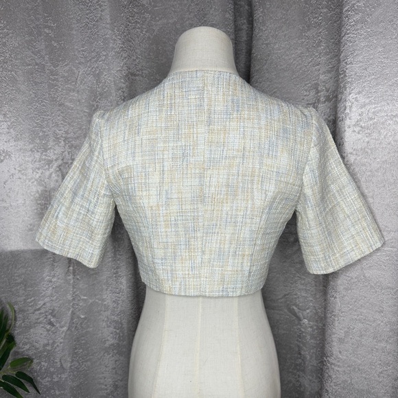 Love Bonito Women’s Short Sleeve Tweed Crop Top in Cream Sz 2 - Picture 5 of 9